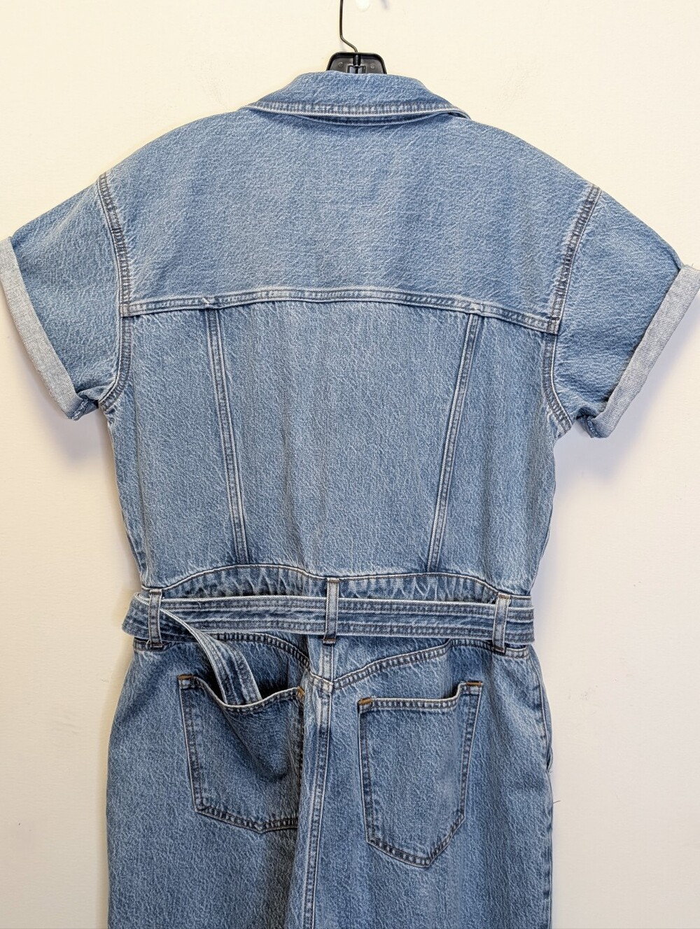 Abercrombie & Fitch '90S Relaxed Denim Utility Jumpsuit Belted Wide Leg L - Picture 13 of 16